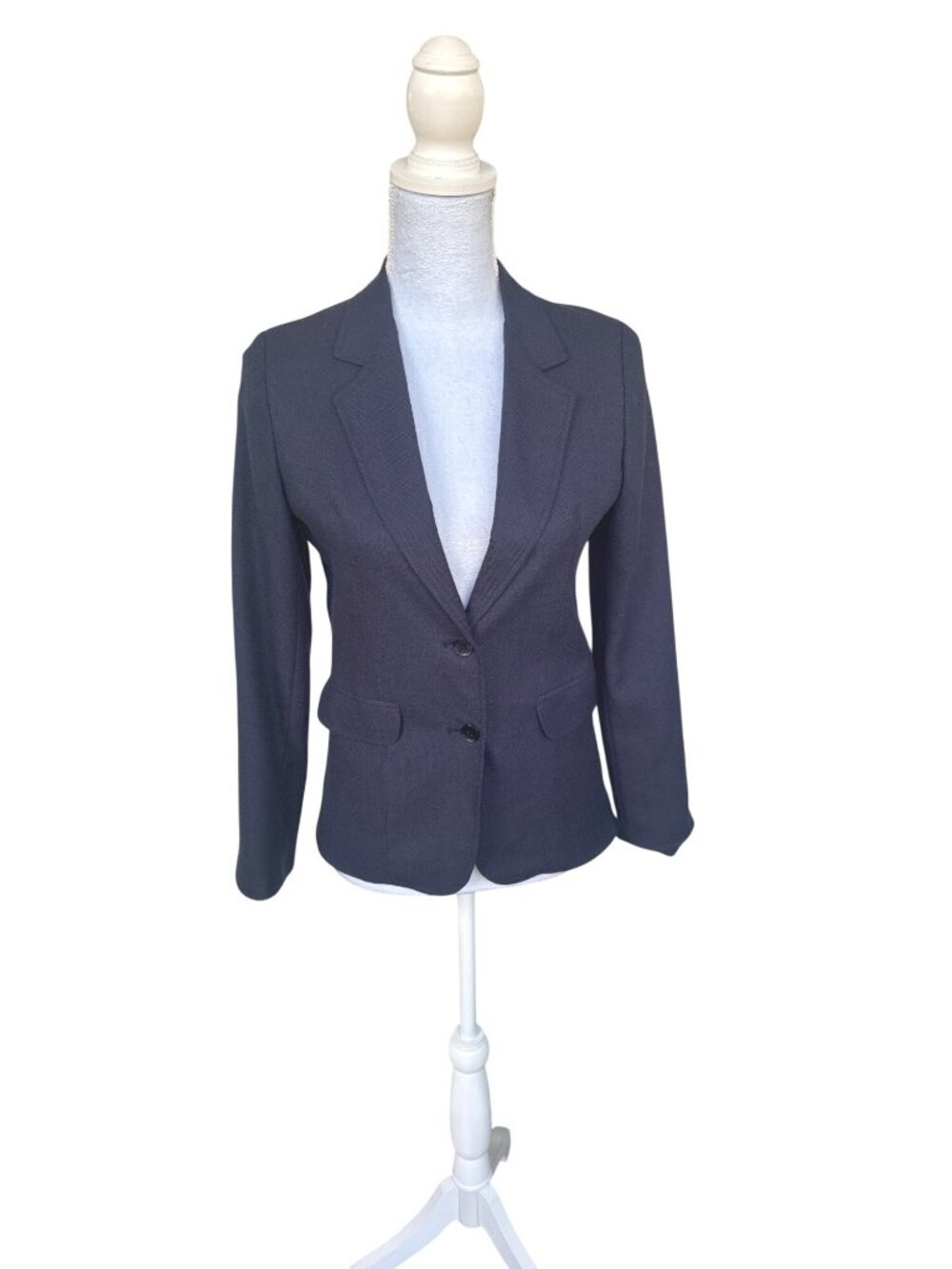 Oscar De La Renta Vintage Womens Blazer Navy Blue Rayon Blend Lined